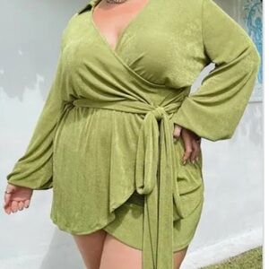 Princess Polly Olive Knit Wrap Dress